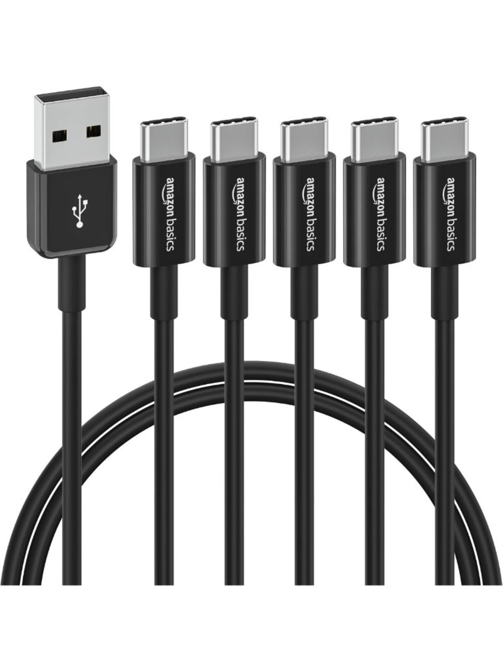 5-Pack USB-C to USB-A Fast Charger Cables, 480Mbps, Quick Charge for iPhone